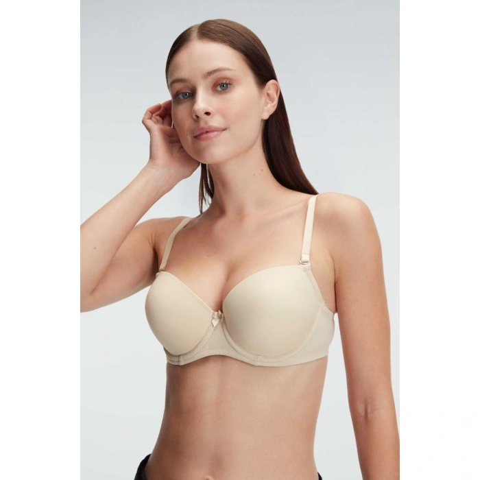 Balenli Destekli Dolgulu Askıları Çıkabilen Günlük Klasik T-shirt Sütyeni