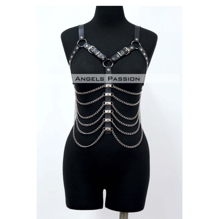 Büyük Beden Zincirli Göğüs Harness - Brf534_s2
