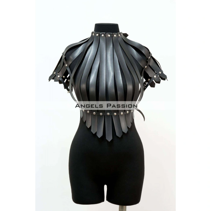 Crop Büstiyer Harness, Deri Göğüs Harness, Gömlek Üzeri Harness - Brf1257