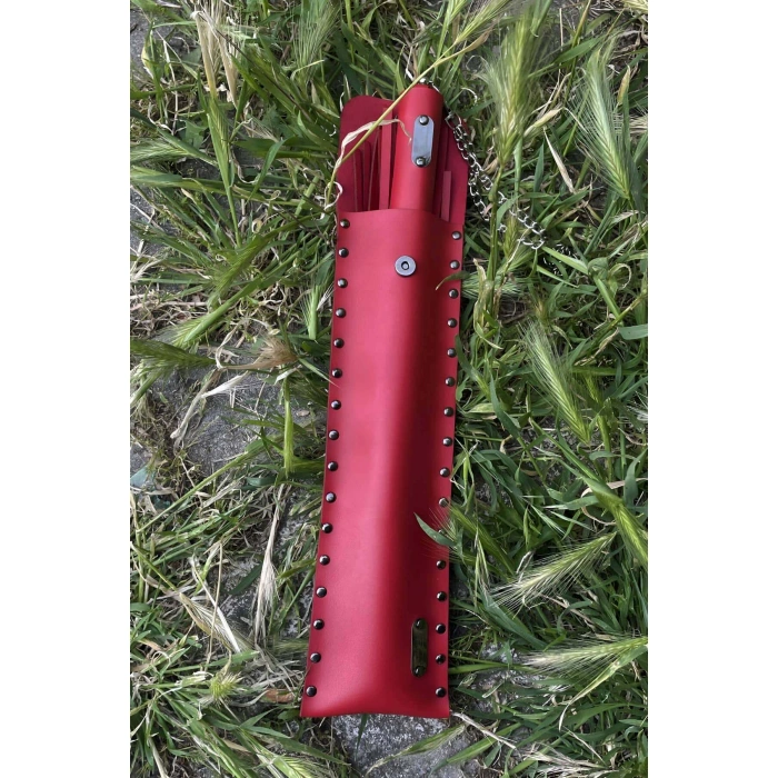 Deri Çantalı Kırmızı Kırbaç, Şık Deri Kırbaç, Sexy Aksesuar - Brf1287