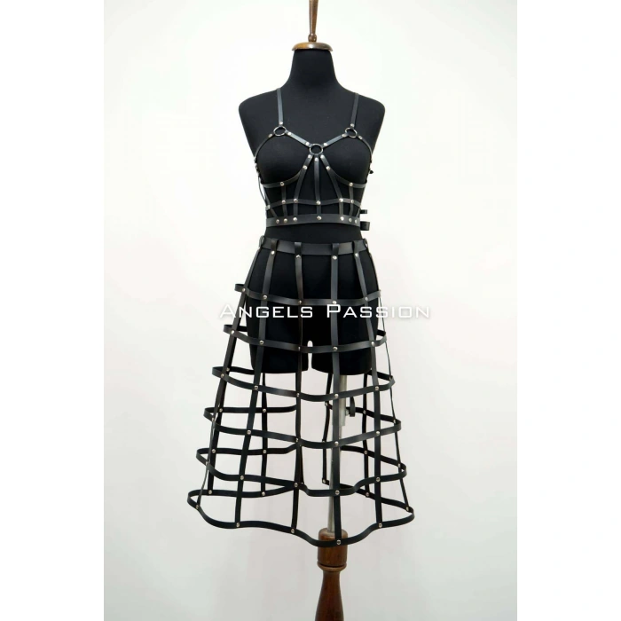 Deri Etek Ve Deri Göğüs Harness Takım, Cosplaywear - Brf1013