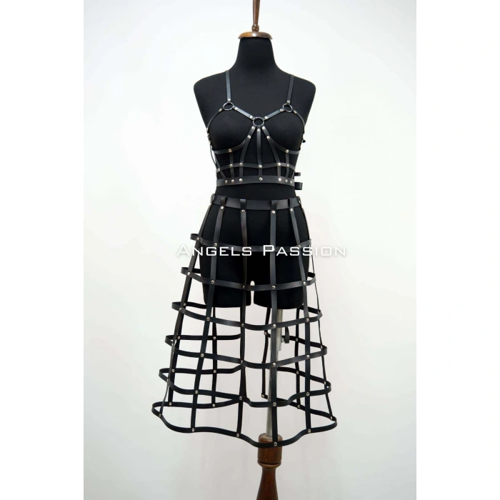 Deri Etek Ve Deri Göğüs Harness Takım, Cosplaywear - Brf1013