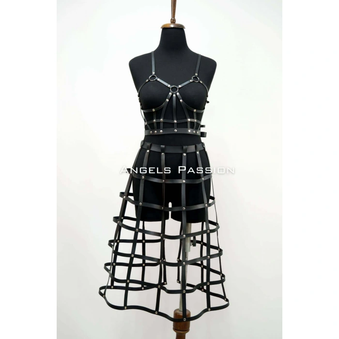 Deri Etek Ve Deri Göğüs Harness Takım, Cosplaywear - Brf1013