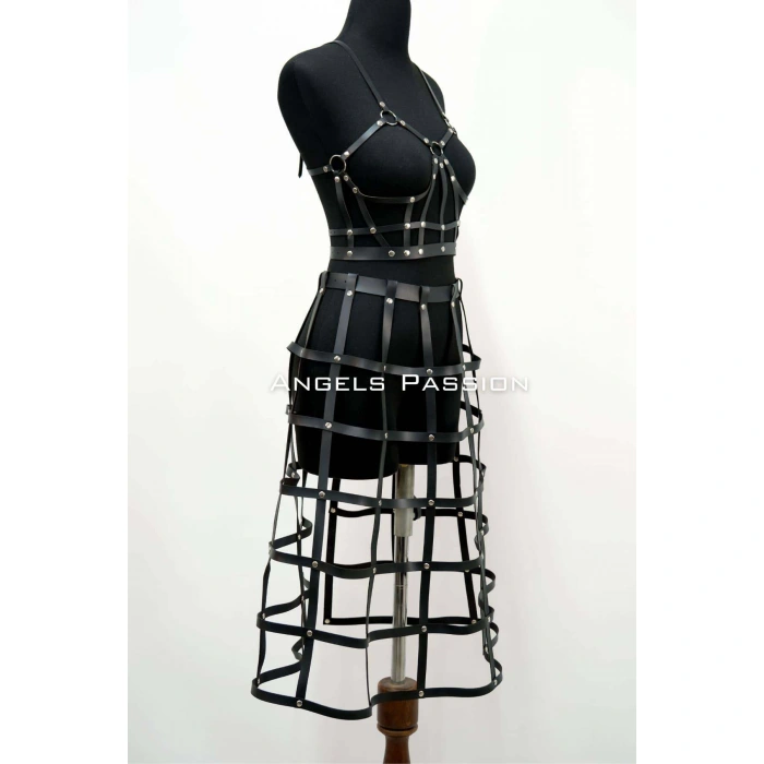 Deri Etek Ve Deri Göğüs Harness Takım, Cosplaywear - Brf1013