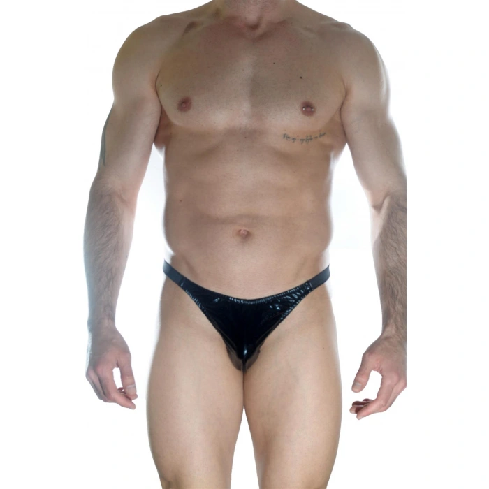 Erkek  Arkası Büzgülü Siyah Lame Brazillian Slip