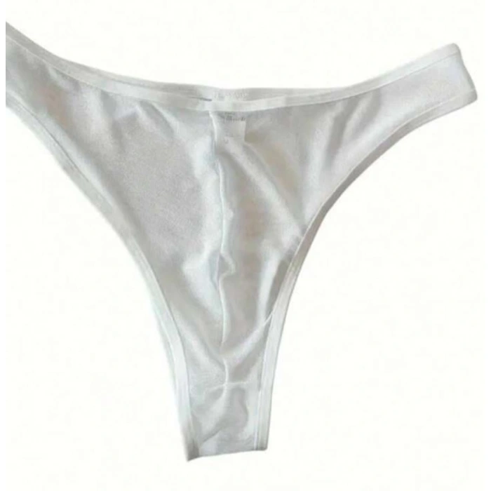 Erkek  Biyeli Beyaz Transparan Brazillian Slip