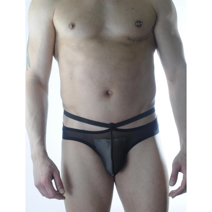 Erkek Siyah Tül Fantezi Slip İç Çamaşırı