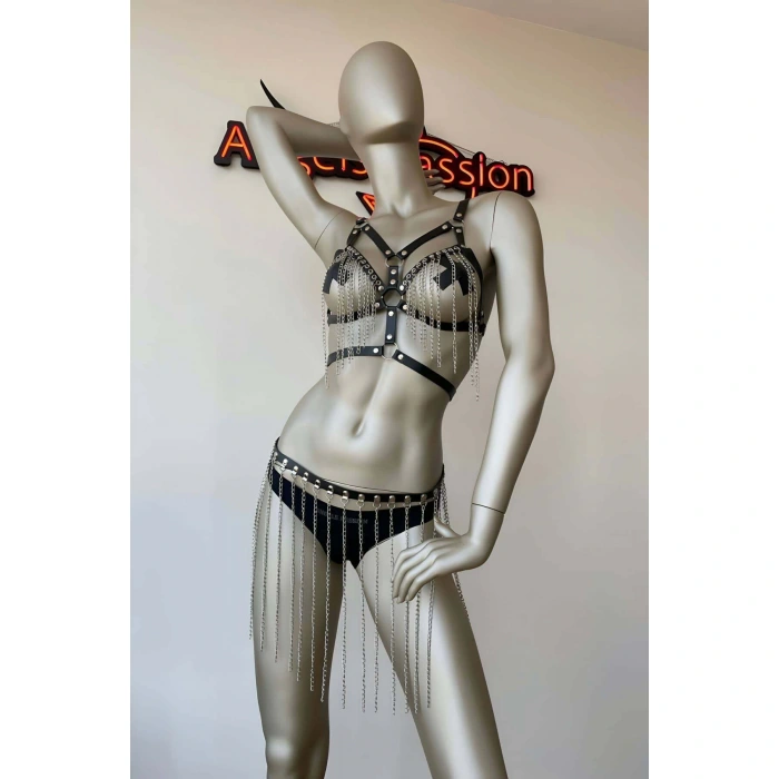 Fantazi Giyim Zincirli Etek Ve Büstiyer Takım - Brf496
