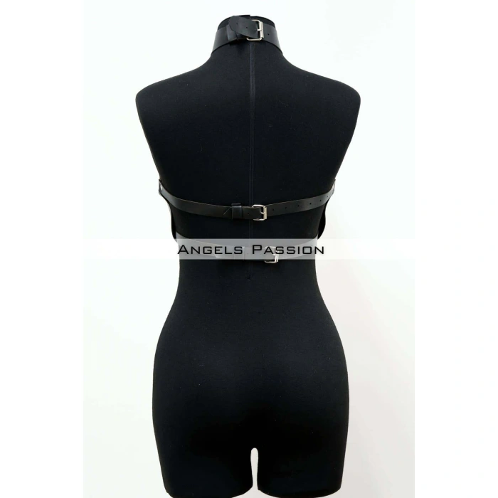 Göğüsleri Açık Deri Fantezi Giyim, Deri Göğüs Harness - Brf1237