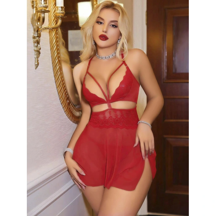 Kadın Kırmızı Tül Fantezi Kostüm 2181