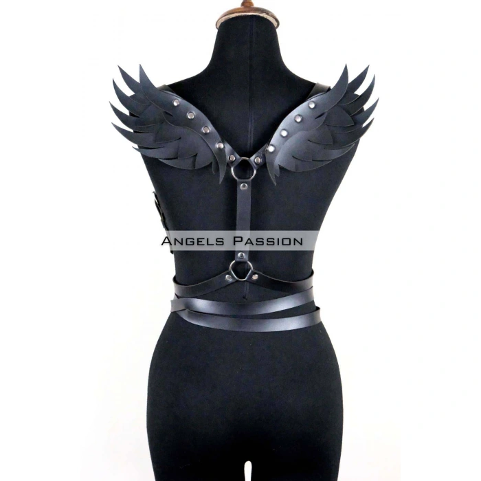Kanatlı Detaylı Şık Göğüs Harness , Kanat Detaylı Deri Kemer - Brf1097