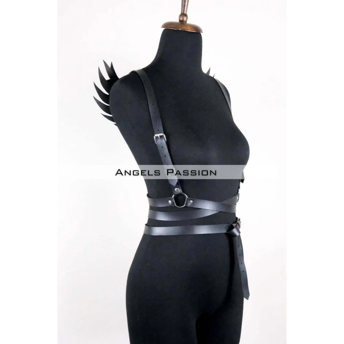 Kanatlı Detaylı Şık Göğüs Harness , Kanat Detaylı Deri Kemer - Brf1097