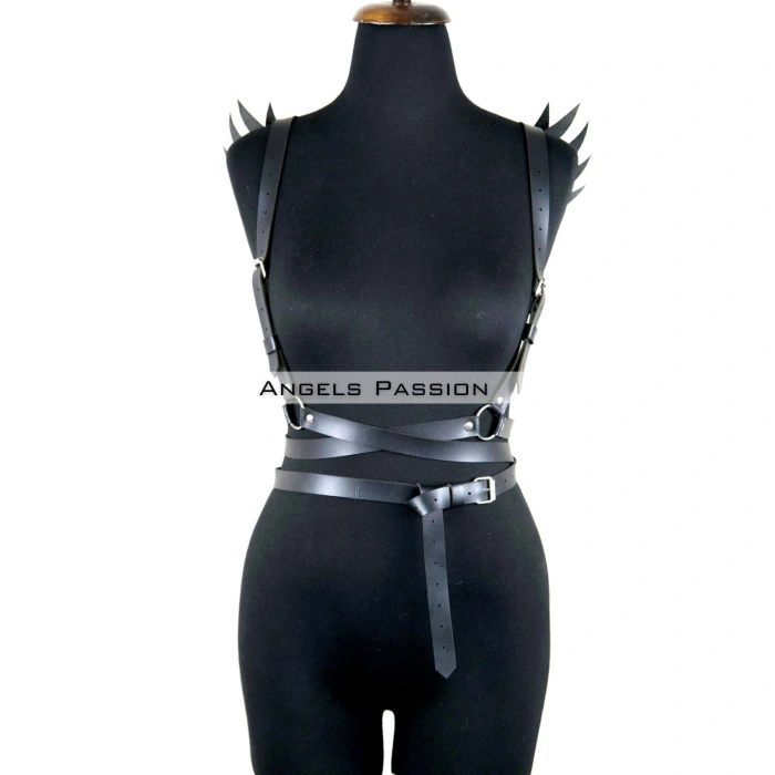Kanatlı Detaylı Şık Göğüs Harness , Kanat Detaylı Deri Kemer - Brf1097