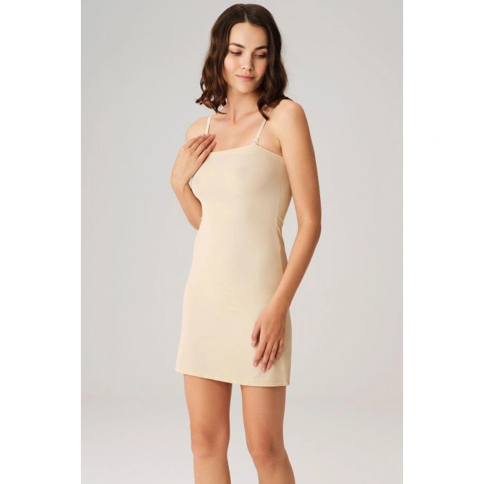 Mikropolyamid Kumaşlı Askıları Çıkabilen Straplez Kısa Elbise Altı Kombinezon