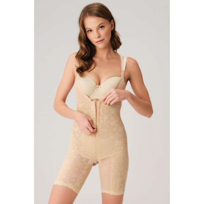 Toparlayıcı Vücut İnceltici Dikişli Fermuarlı Uzun Paca Altı Açık Sıkı Badi Korse