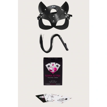 Sexy Görselli Oyun Kartı Kama Sutra Kırbaç Maske Set
