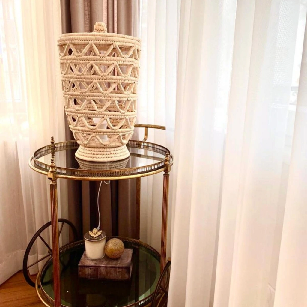 Masa Üstü El Yapımı Hasır Lamba Dekoratif Aydınlatma Büyük Boy