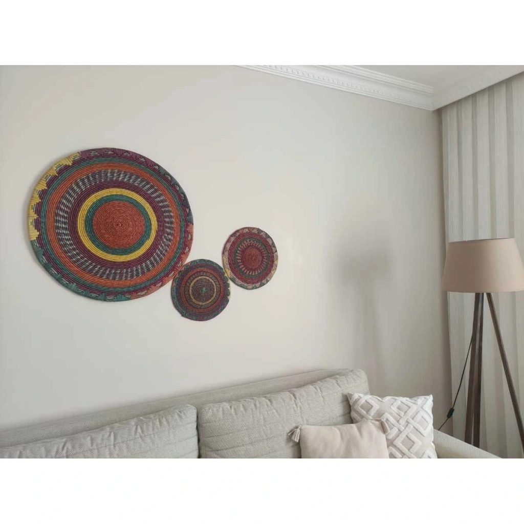 Nemesıa Hasır Duvar Tabağı  Seti_  3lü set (70 cm - 35 cm - 30 cm)