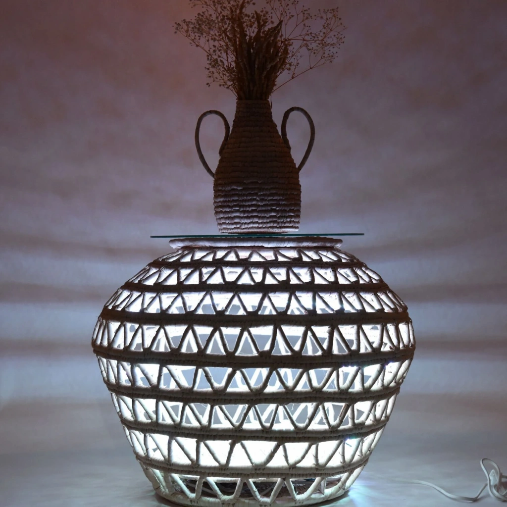 Capensis hasır Led sehpa