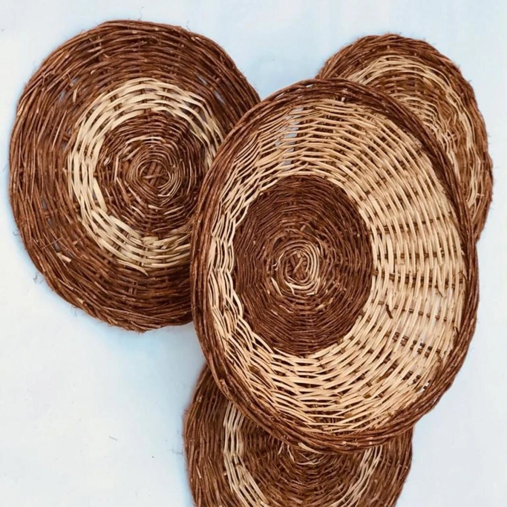 Clivia Hasır Duvar Tabağı, Duvar Süsü_ 4lü set