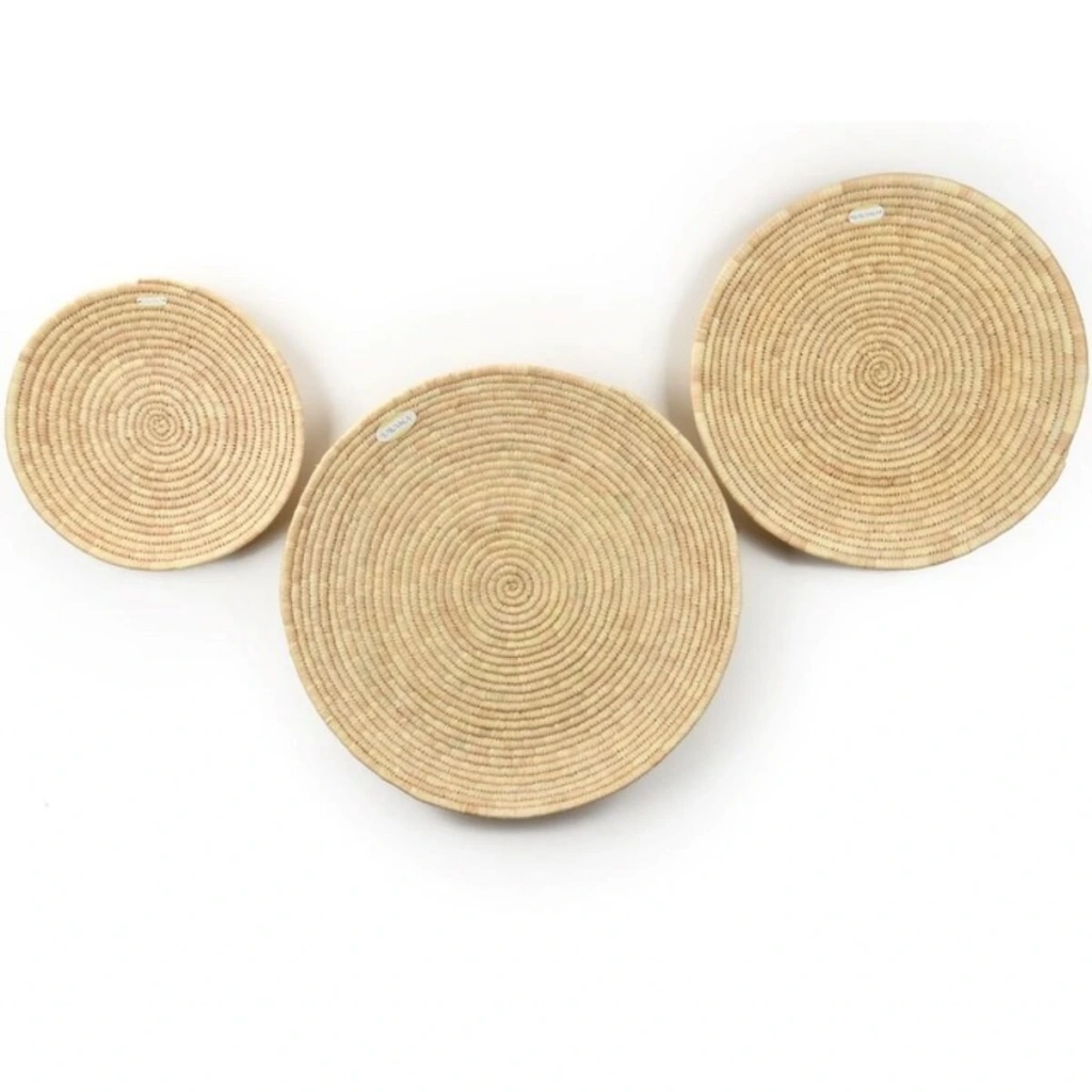 Natalia Hasır Duvar Tabağı seti_ 3Lu set (45-55-65 cm)