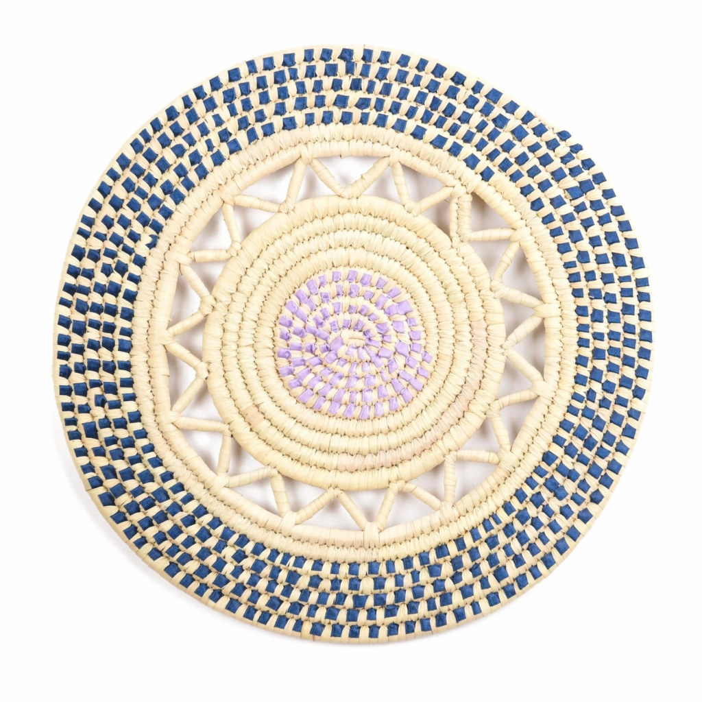 Persea Hasır Duvar Süsü_ Mavi mor_ 40 cm