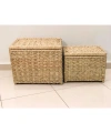 Sativus Ahşap Ve Hasır Sehpa 2li Set (KAPAKLI SANDIK/DÜZENLEYİCİ/OYUNCAK SEPETİ) Genişlik 55ve45 Cm