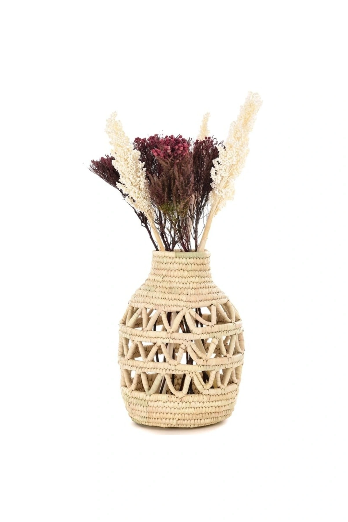 Açık Örgü Yuvarlak Büyük Hasır Vazo