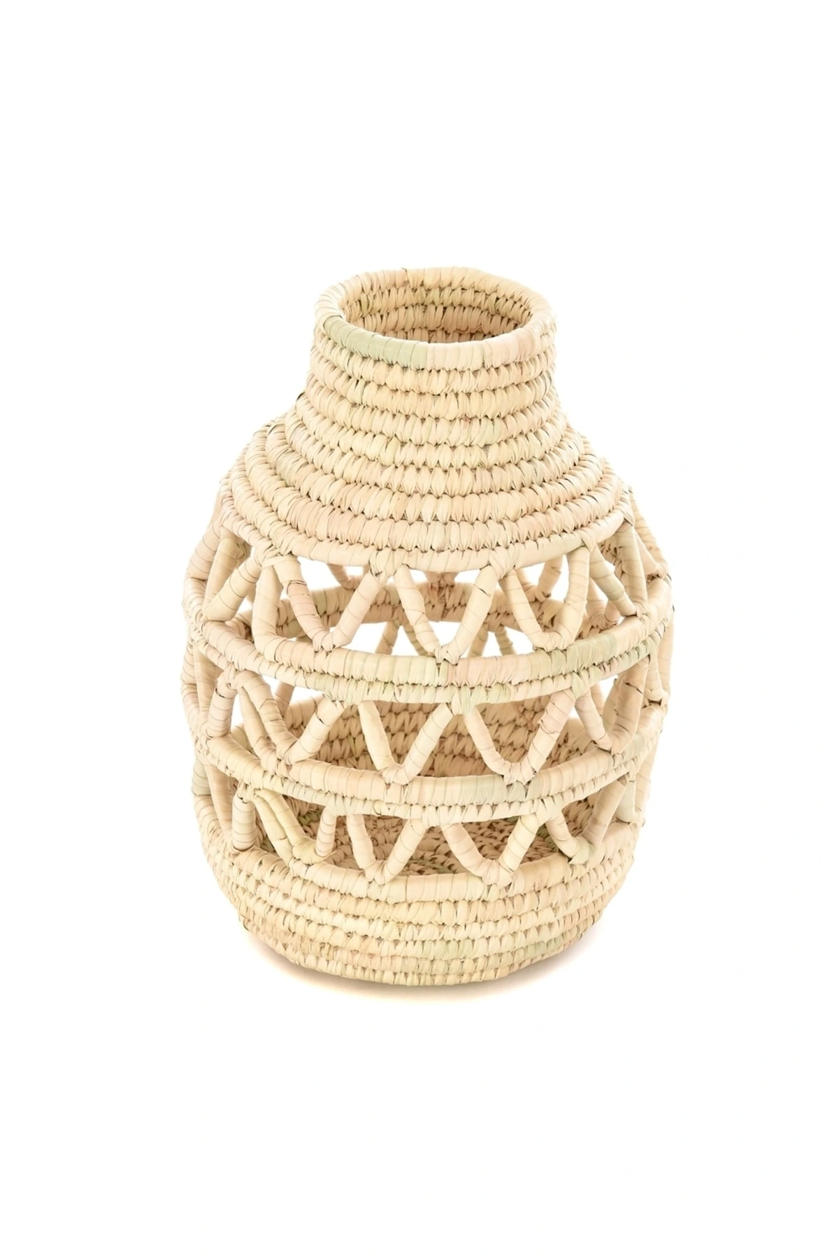 Açık Örgü Yuvarlak Büyük Hasır Vazo