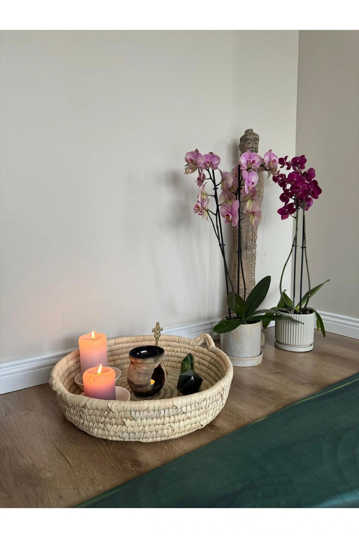 Üçgen Saplı Yuvarlak Hasır Tepsi_ 40 Cm