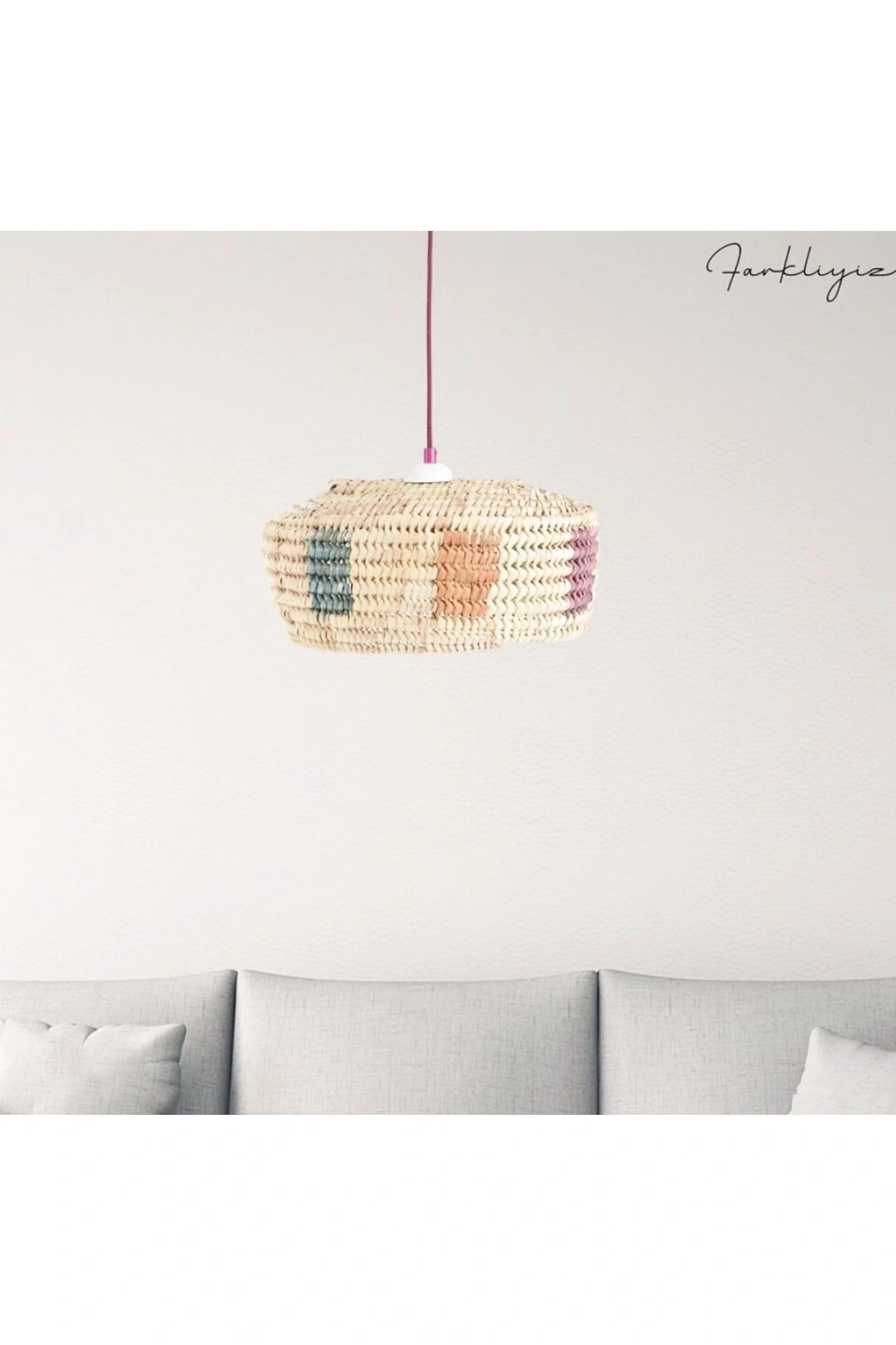 Renkli Detaylı Oval Tavan Aydınlatma