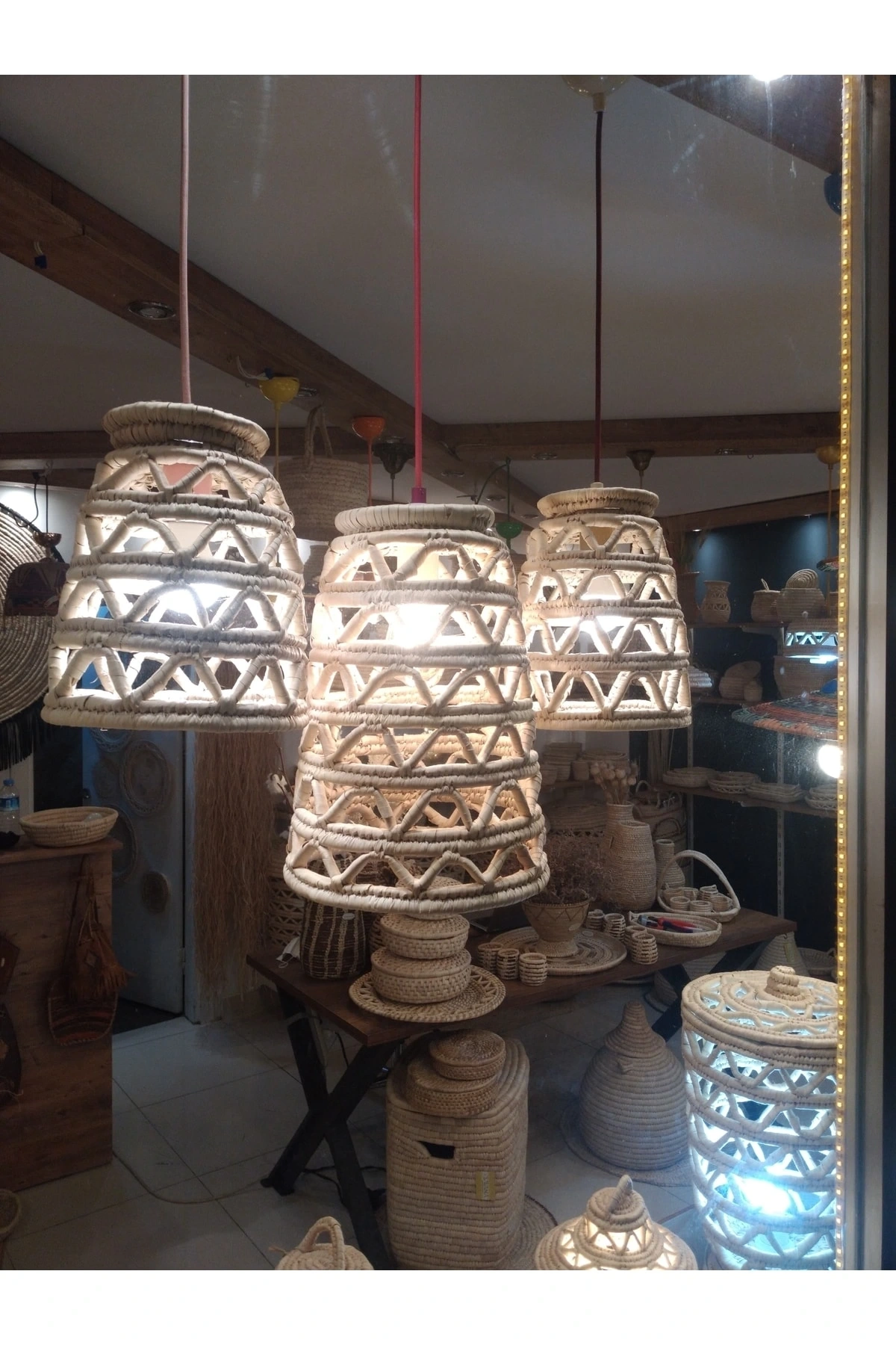 Reed Hasır Tavan Aydınlatma Büyük Boy