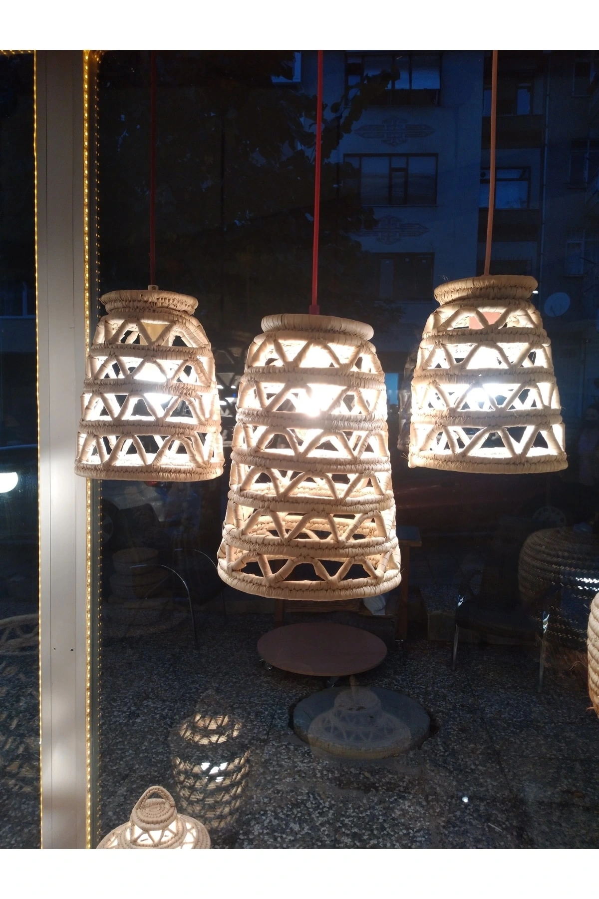 Reed Hasır Tavan Aydınlatma Büyük Boy