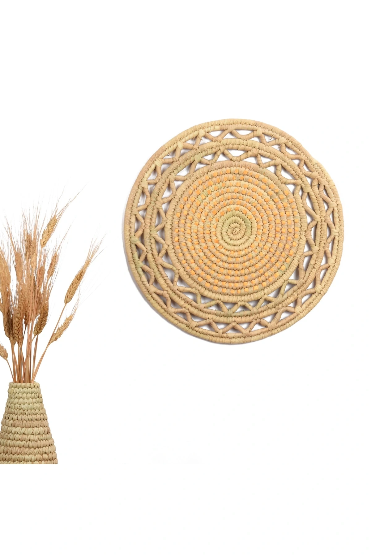 Vinca Hasır Duvar Tabağı_ Turuncu_ 40 Cm