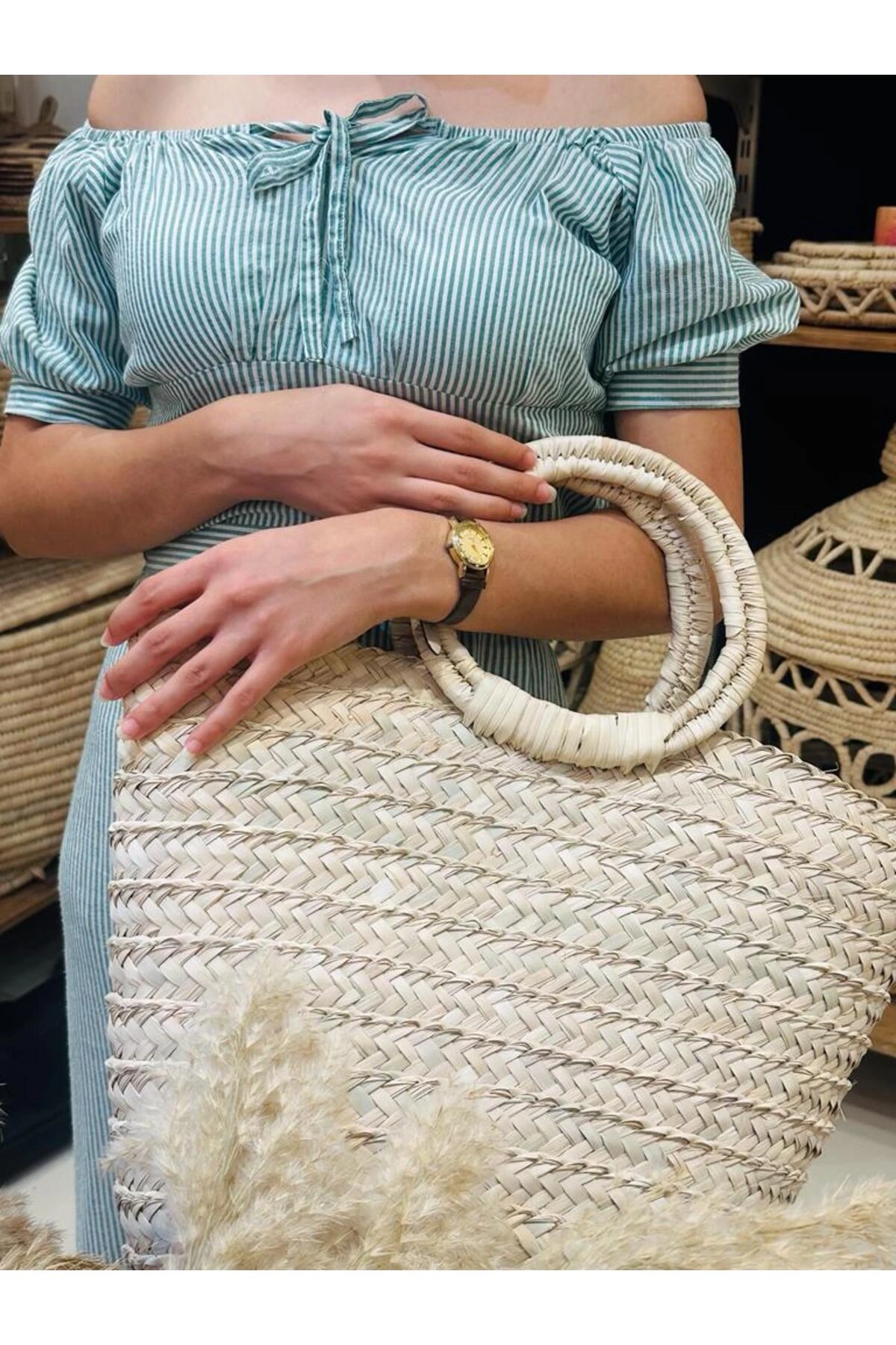 pınus Palmiye Hasır Çanta