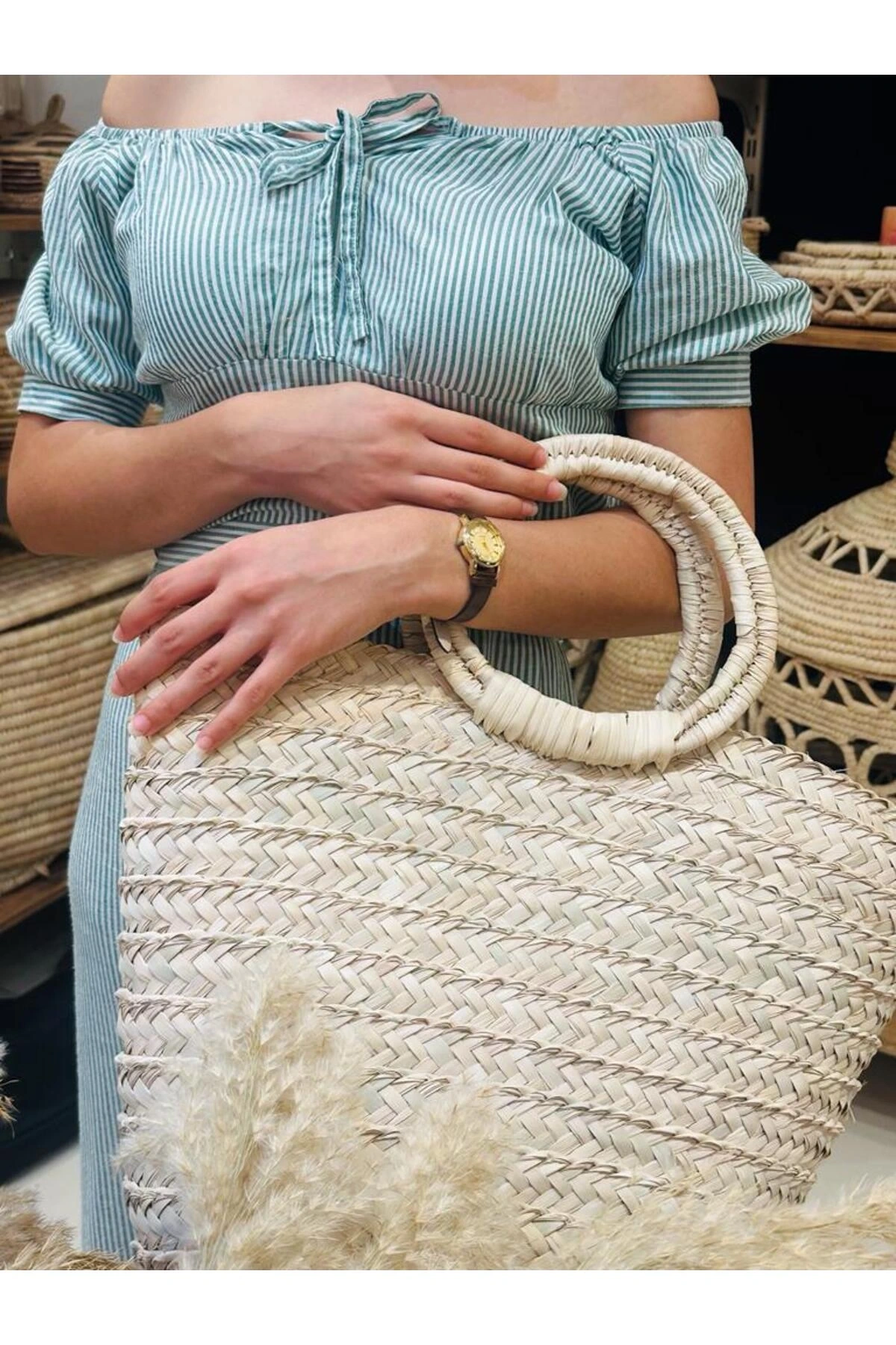 pınus Palmiye Hasır Çanta