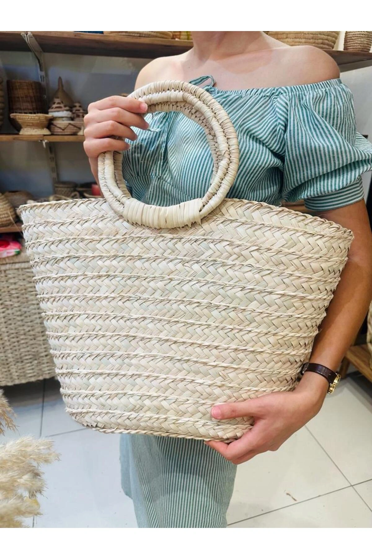 pınus Palmiye Hasır Çanta