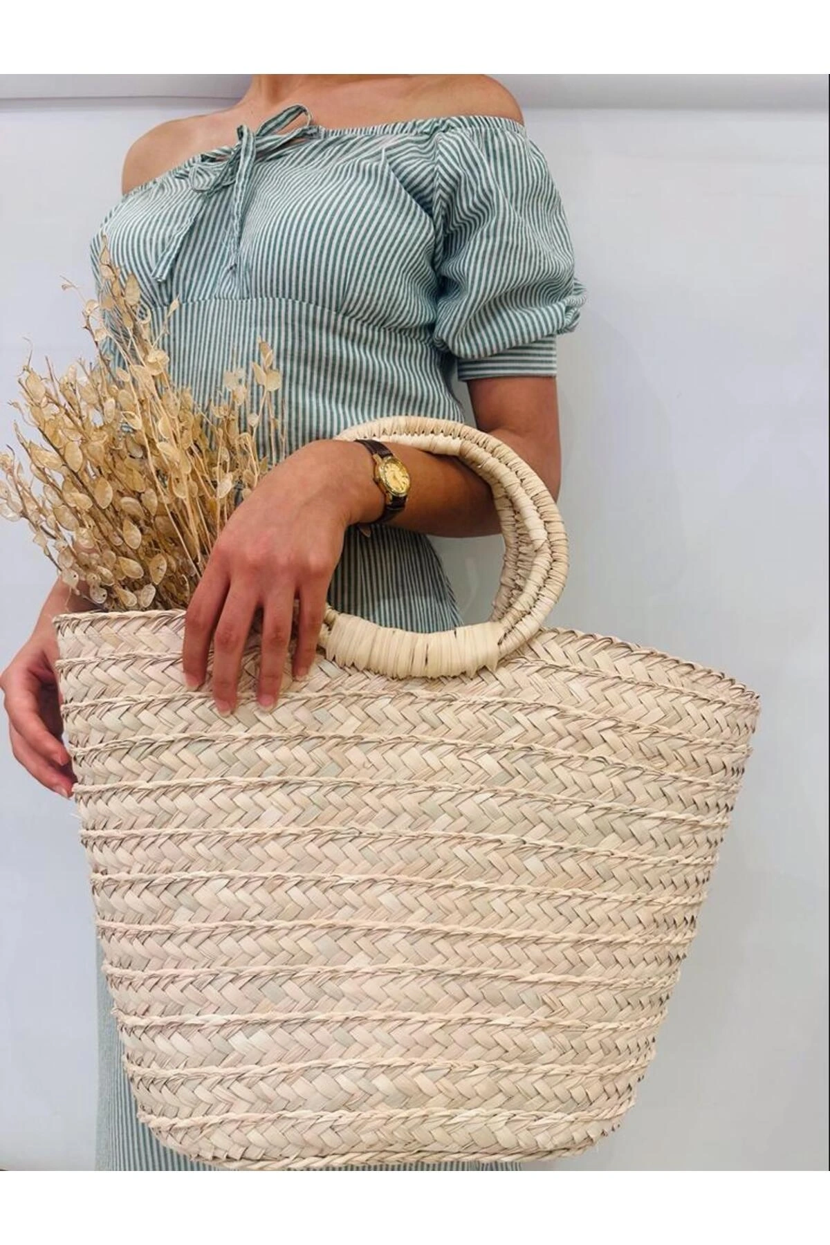 pınus Palmiye Hasır Çanta