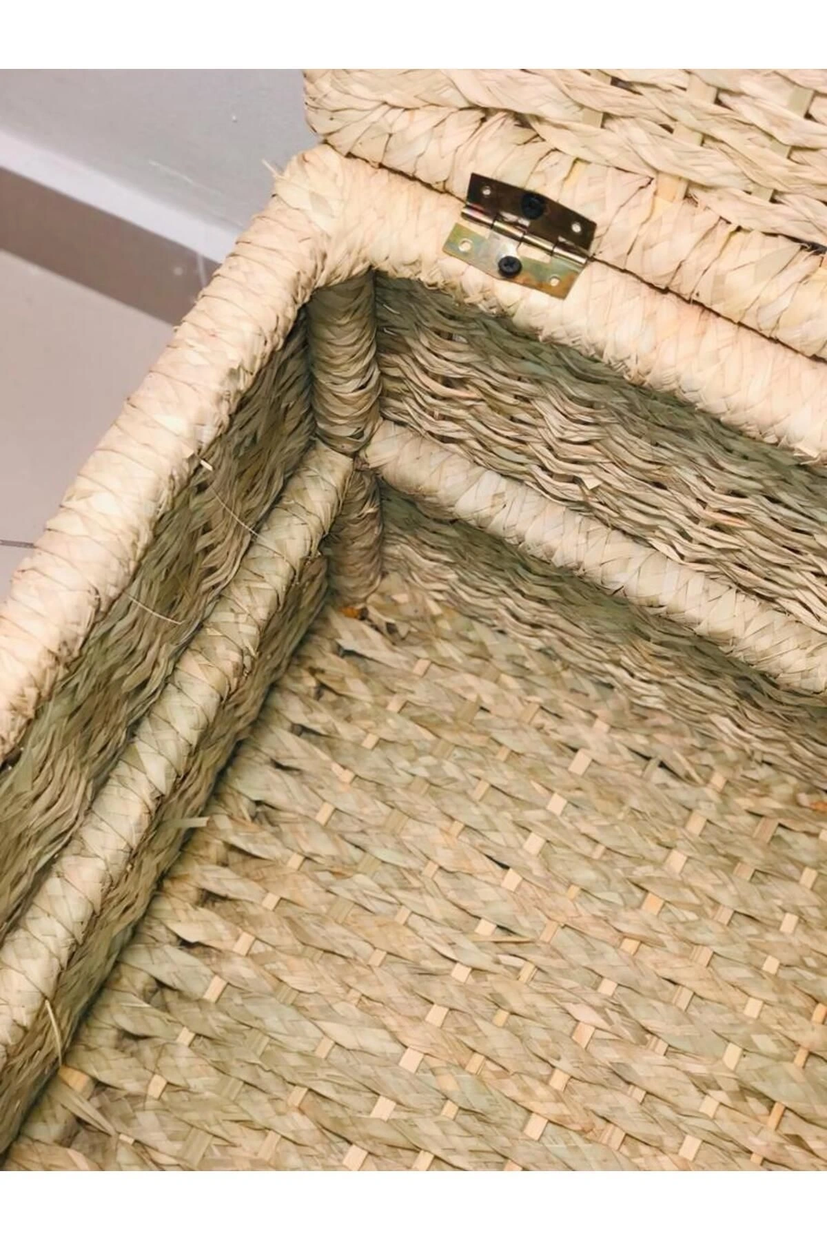 Sativus Ahşap Ve Hasır Sehpa 2li Set (KAPAKLI SANDIK/DÜZENLEYİCİ/OYUNCAK SEPETİ) Genişlik 55ve45 Cm