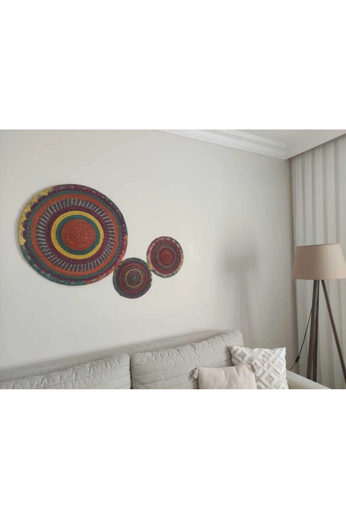 Nemesıa Hasır Duvar Tabağı  Seti_  3lü set (70 cm - 35 cm - 30 cm)