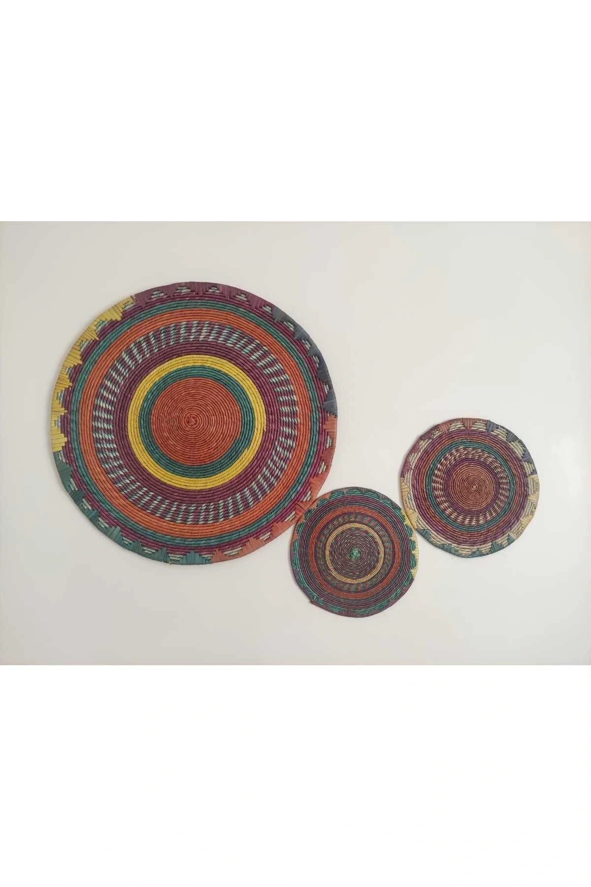 Nemesıa Hasır Duvar Tabağı  Seti_  3lü set (70 cm - 35 cm - 30 cm)