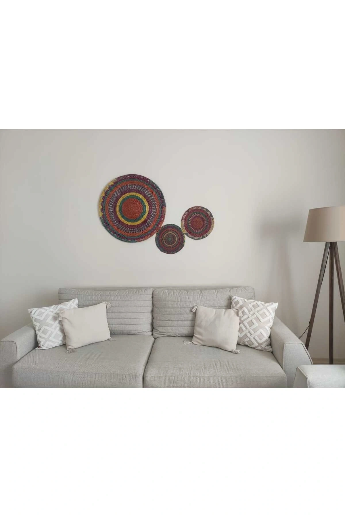 Nemesıa Hasır Duvar Tabağı  Seti_  3lü set (70 cm - 35 cm - 30 cm)