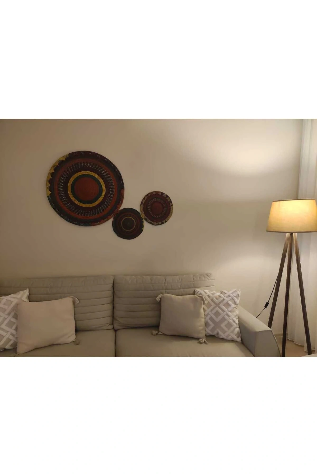 Nemesıa Hasır Duvar Tabağı  Seti_  3lü set (70 cm - 35 cm - 30 cm)