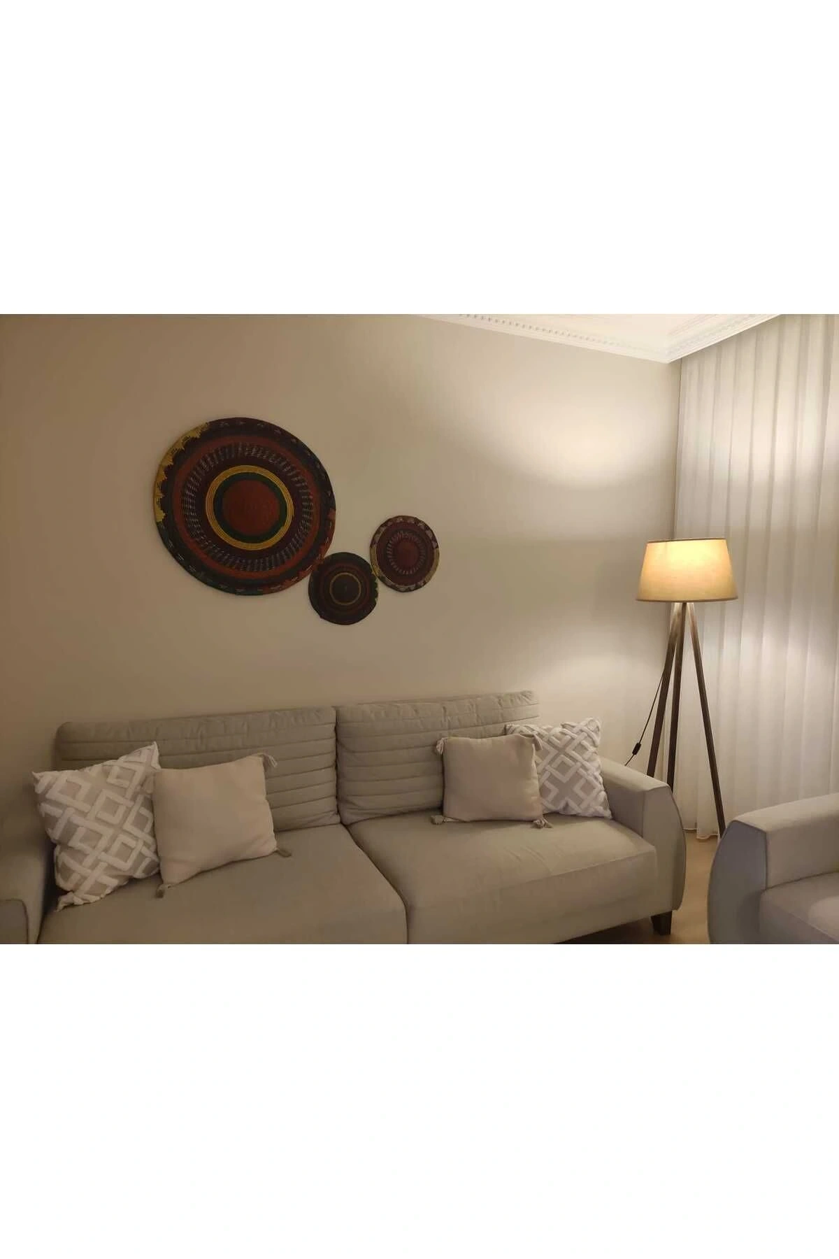 Nemesıa Hasır Duvar Tabağı  Seti_  3lü set (70 cm - 35 cm - 30 cm)