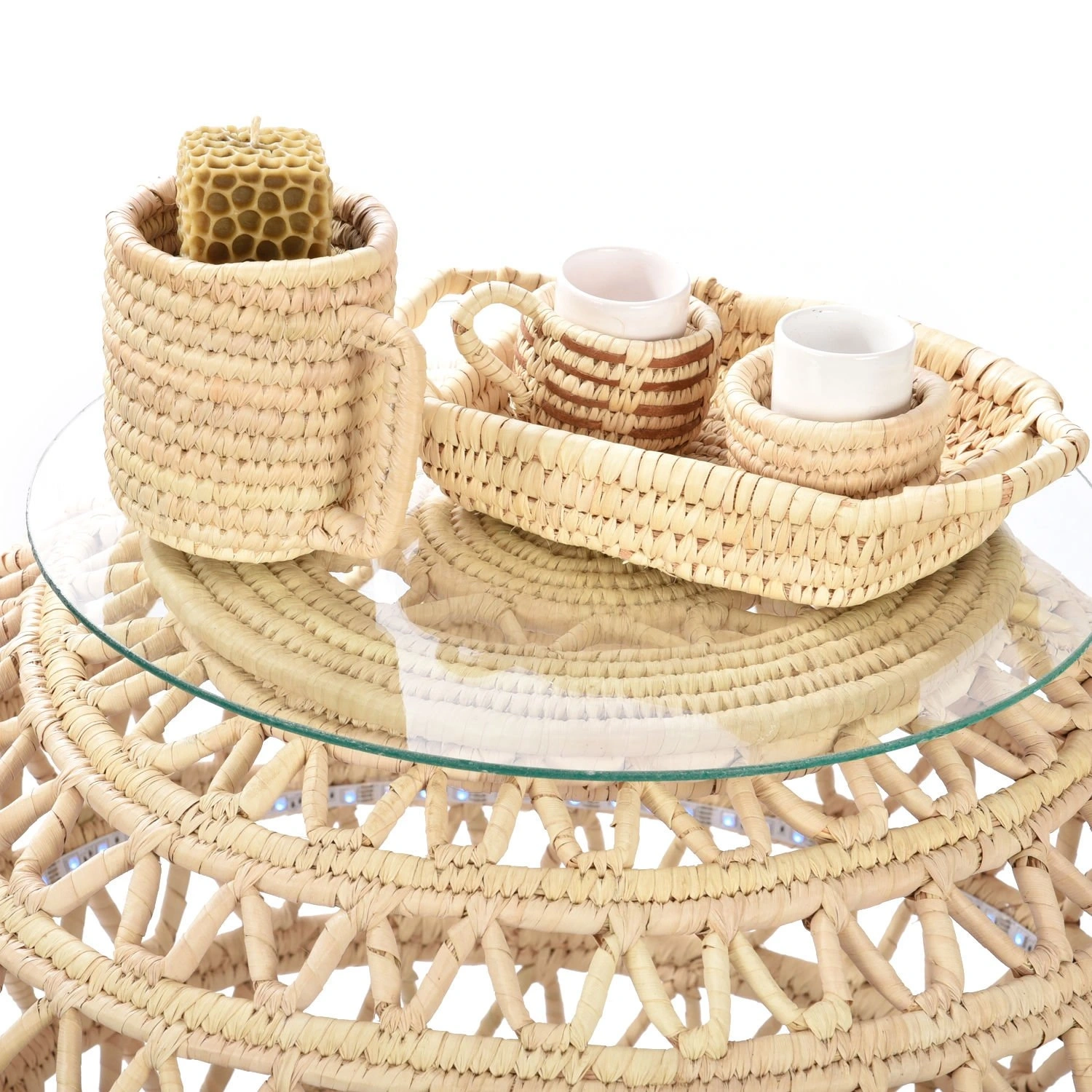 Capensis hasır Led sehpa