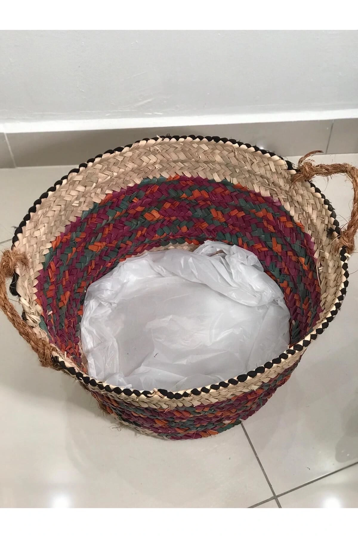 Chicory Doğal Hasır Saksı_ renkli - 32x40 cm