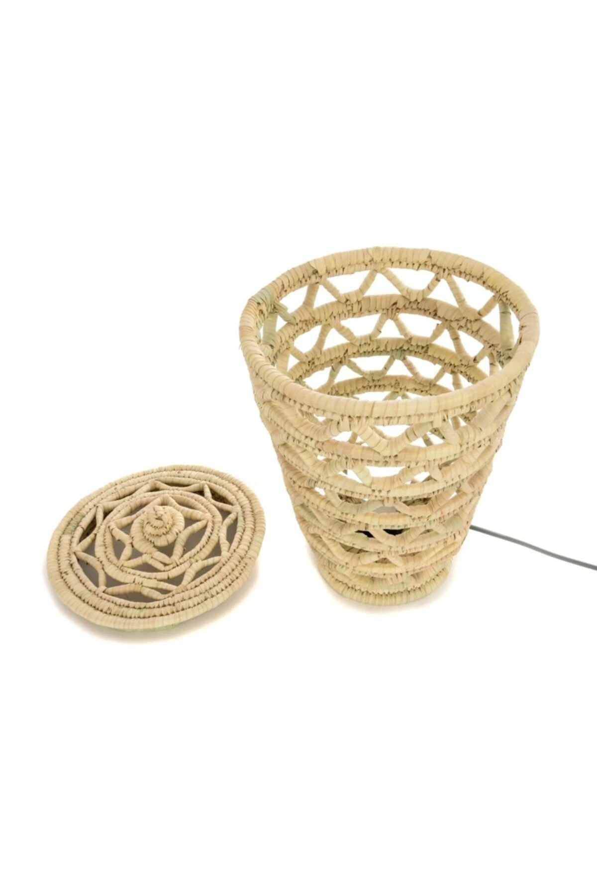 Masa Üstü El Yapımı Hasır Lamba Dekoratif Aydınlatma Set