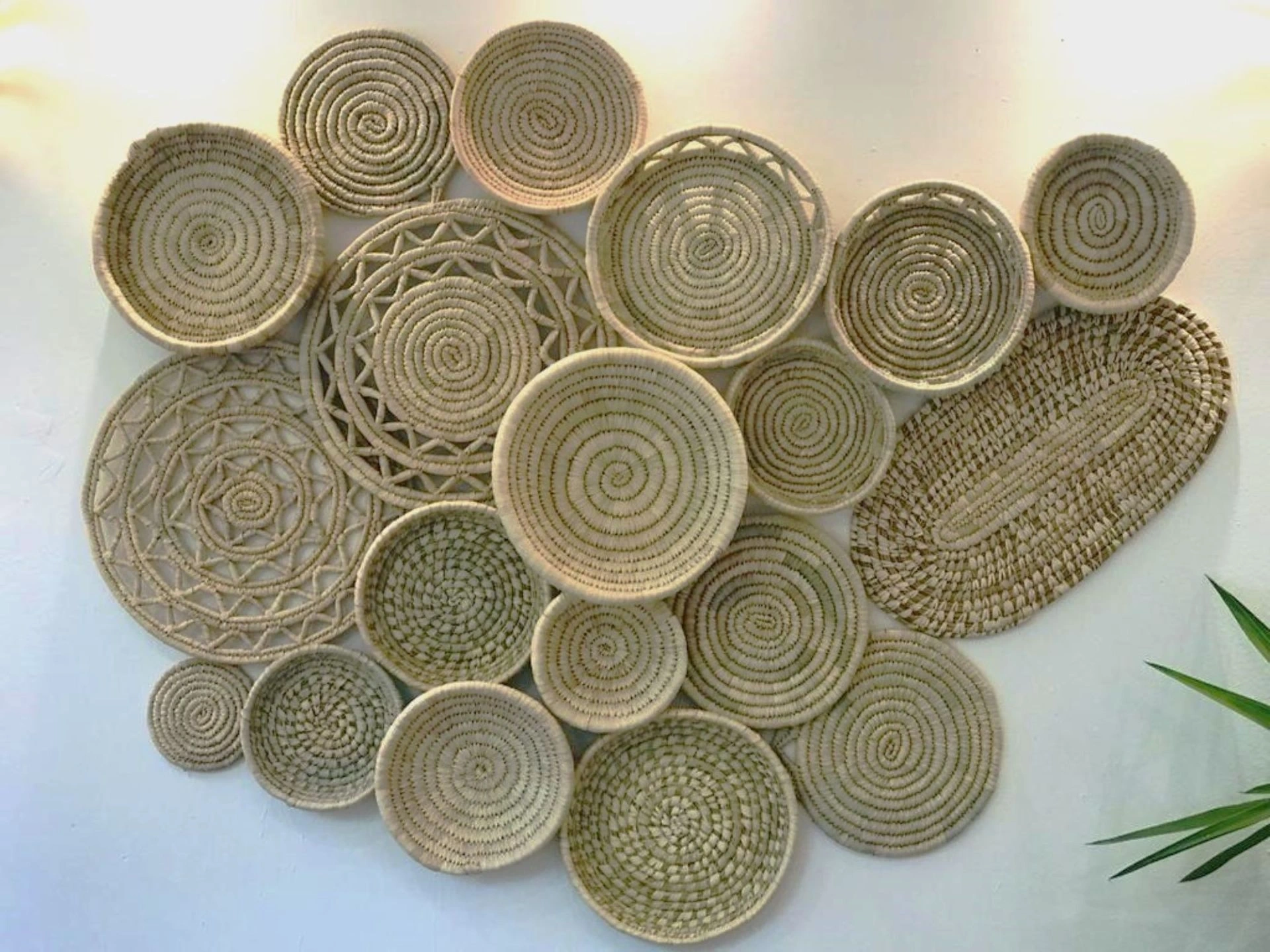 Oreganos Hasır Duvar Tabağı Seti _ 19lu set (Palmiye yaprağı)