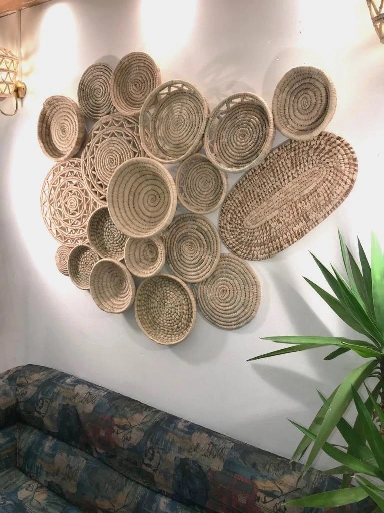 Oreganos Hasır Duvar Tabağı Seti _ 19lu set (Palmiye yaprağı)