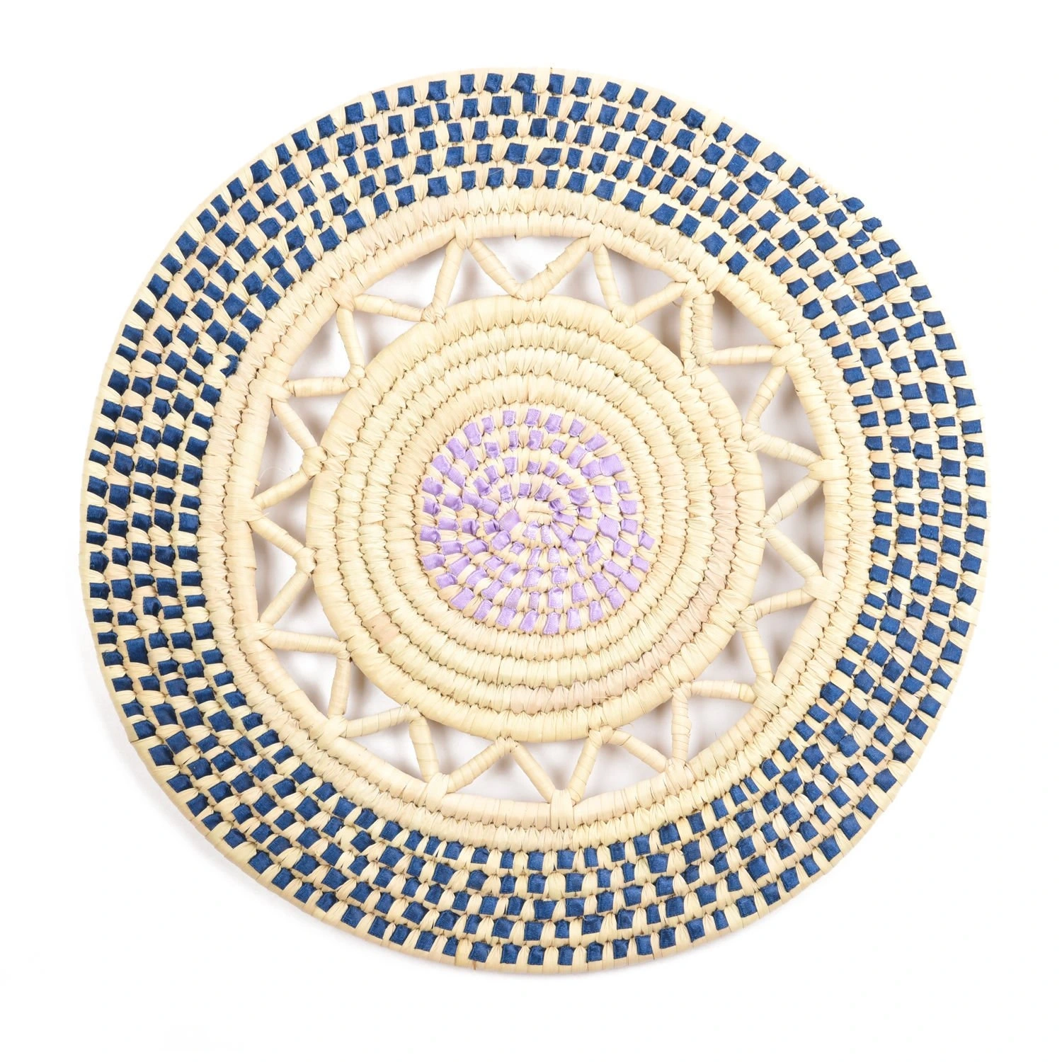 Persea Hasır Duvar Süsü_ Mavi mor_ 40 cm